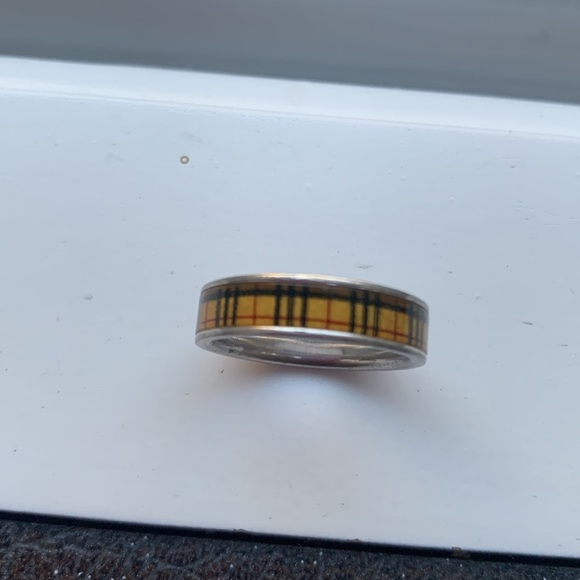 Burberry Ring 925 Silver Plaid Women’s Luxury Eu 54cm / US 7 - Picture 3 of 8